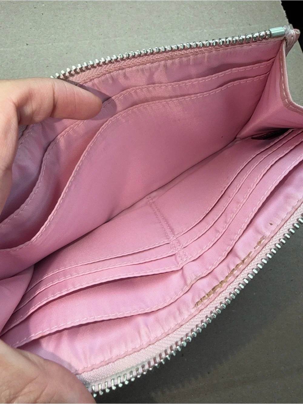 Coach Pink Accent Canvas Wristlet Wallet